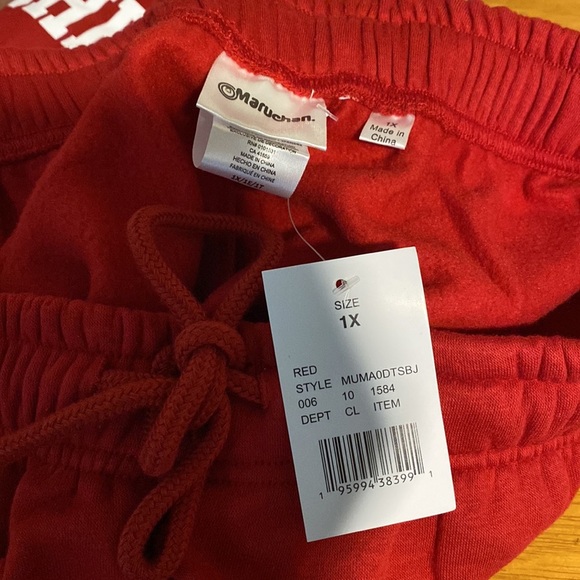 Maruchan Womens Jogger Sweat Pants Cropped Red Instant Lunch Warm Wishes - Picture 7 of 8
